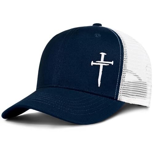 Christian Jesus Cross Hat - Faith Hats for Men Women - Religious Gifts for Thanksgiving Christmas - color: Cross/Navy