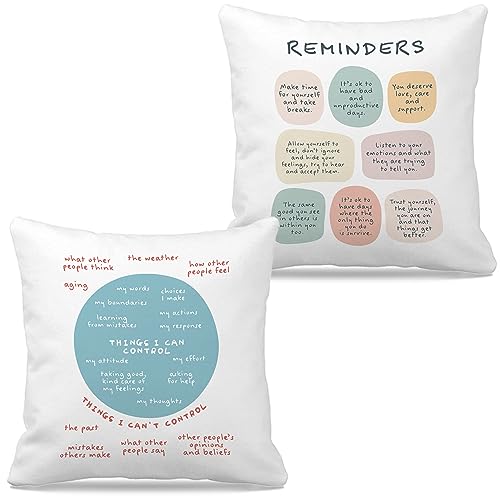 Nogrit Therapist Gifts, School Counselor Gifts, Mental Health Office Decor, Therapy Office Decor, Calming Corner Decor, Counselor Office Decor, Things I Can Control Pillow Covers 18x18 Set of 2 - color: Mental Health a