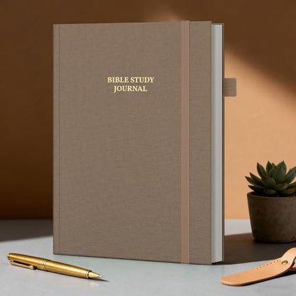 Bible Study Journal & Notebook for Women and Men, 5.8" x 8.3" - color: Brown, size: A5 ( 5.8" x 8.3" )