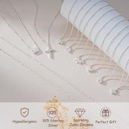 3PCS Gold Silver Layered Necklaces for Women Trendy - color: Silver&Square
