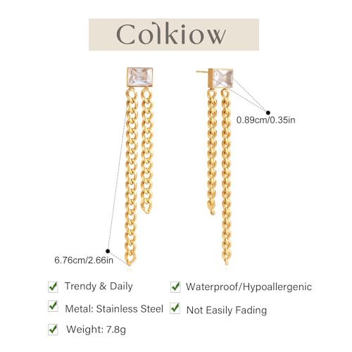 Gold Dangle Earrings for Women，Tassel Hoop Earrings with Charms - color: G