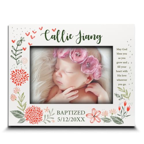 BELLA BUSTA-Personalize -Baptism, Dedication, Confirmation, First Communion Theme Picture Frame-Keepsake from Godparents, Friends, Family-UV Print Frame (Orange (5x7 Horizontal)) - color: Orange (5x7 Horizontal)
