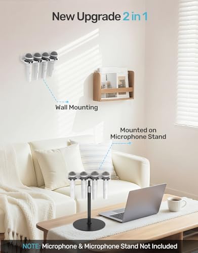 4-Slot Multi Microphone Holder + Desktop Microphone Stand