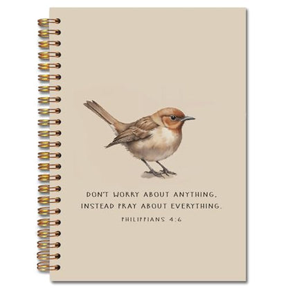 Bird Christian Spiral Notebooks, Philippians 4:6 Bible Journal, Scripture Journals for Writing, Christian Gifts for Women Men, Religious Notebook for Note Taking, 5.5x8.3 Inch - color: white Bible Notebook-5
