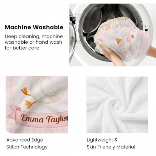 Personalized Birthday Goose Blanket, Pink Plaid Baby Throw Gift - color: #Ver11