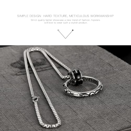 Eternity Cross Ring Pendant Necklace Stainless Steel Pendant Necklace for Men Christmas Gift for Husband,Christmas Stocking Stuffer for Him - color: Silver