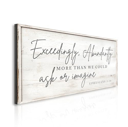 TAILORED CANVASES Exceedingly Abundantly More Than We Could Ask Or Imagine Faith Sign Bible Verse Wall Art Christian Scripture Canvas Inspirational Quote Home Decor 18x36 - size: 18 x 36 inches