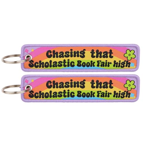 Woven Keychains (2-Packs) - Motorcycle Key Tag for Keys, Cars, Scooters, Aesthetic Key Chain for Women, Teacher, Men - color: Rainbow Quoto