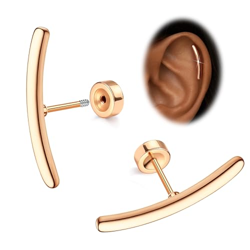 JeryWe Cartilage Earrings for Women Hypoallergenic Helix Piercing Jewelry - color: A:bar-rosegold filled
