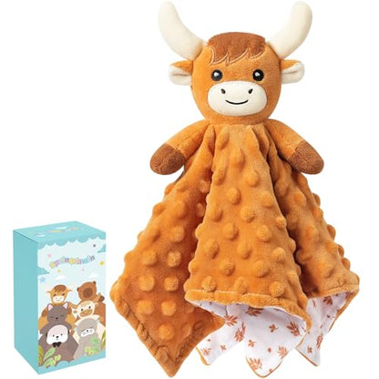 Loveys for Babies, Brown Highland Cow Baby Security Blanket - color: Brown Highland Cattle