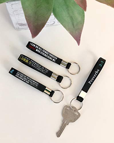 (12 Pack) Christian Bible Keychains with Scripture - Bulk Wholesale Silicone Key Chains - Christian Gifts for Church, First Communion, Easter, Christmas, VBS - Phillippians 4:13