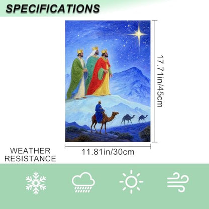 IVN Christmas Wise Men Garden Flag 12x18 Inch Double Sided - color: Three Kings Journey Christmas Flag