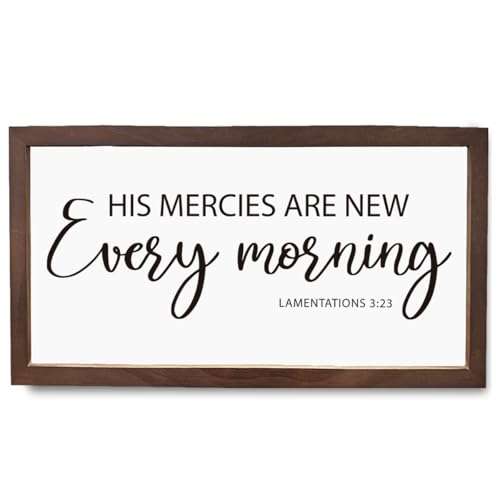 Christian Decor, His Mercies are New Every Morning Lamentations 3:23 Sign, Scripture Wall Art, Scripture Decor Sign, Home Decoration for Living Room Bedroom, Home Church Room Decoration - color: LAMENTATIONS 3:23