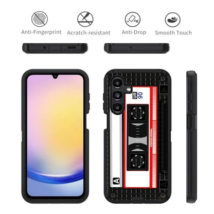 Designed Case for Samsung Galaxy A17 5G / A16 5G, Heavy Duty 3 in 1 Hybrid Hard PC & Soft Silicone [Military Grade] Shockproof Drop Protection Case, 90s Music Cassette - color: 90s Music Cassette, size: Galaxy A17 5G / A16 5G
