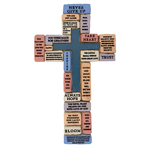 Inspirational Resin Wall Cross | Encouraging and Comforting Words and Phrases | Great Gift for First Communion, Confirmation and Graduation | Christian Home Decor - size: 9.5"L x 5.5"W