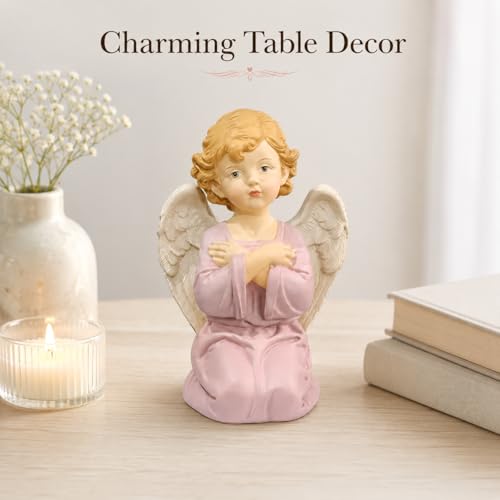 5.32 Inch Praying Angel Figurine, Resin Guardian Statue - size: 5.32"H