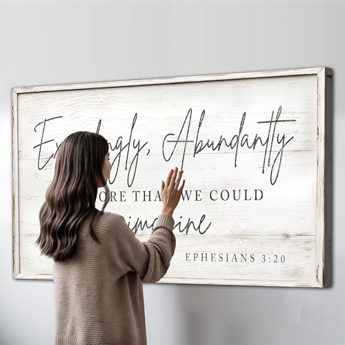 TAILORED CANVASES Exceedingly Abundantly More Than We Could Ask Or Imagine Faith Sign Bible Verse Wall Art Christian Scripture Canvas Inspirational Quote Home Decor 18x36 - size: 18 x 36 inches