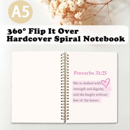 Christian Spiral Notebook for Women,Proverbs 31:25 Bible Journal,A5 - color: Bible-Proverbs 31:25