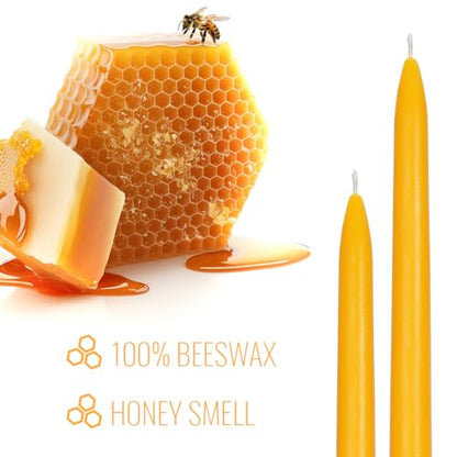Beeswax Taper Candles- 9 Hour Burn Time, 10 Inch Pure Natural Handmade Beeswax Candles, Smokeless and Dripless Taper Candles(Pack of 10) - color: Yellow, size: 10in-10pack