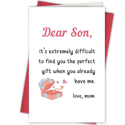Humorous Birthday Card for Son, Gag Birthday Gift from Mom, Funny Bday Card for grown up son, Graduation Card, Celebration Card - color: 3-23