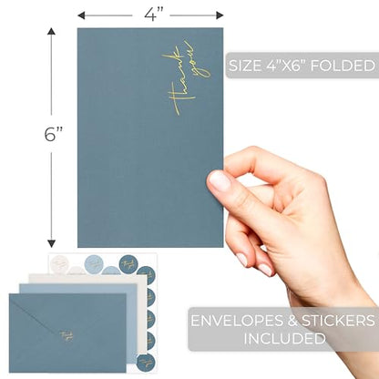 ZICOTO Beautiful Thank You Cards Set of 30 With Envelopes and Stickers - color: Blue
