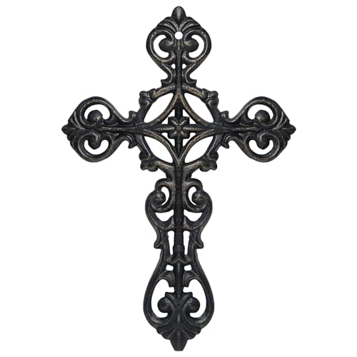 DreamsEden Metal Cross Wall Decor, Small Hanging Art Home Room Decoration, 8.5’’H - color: Antique Black