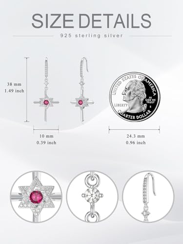 Seiyang Cross Birthstone Earring 925 Sterling Silver Cross Dangle Drop Earrings with 12 Months Birthstone Birthday Jewelry Gifts for Women Mom Her - color: 07-July, size: Style B