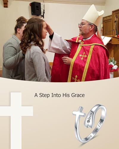 Confirmation Gift for Women 925 Sterling Silver – My Beloved, Wear This Cross Ring as a Symbol of Faith, Hope, and Love. A Gift of Encouragement and Strength, Wrapped in Divine Blessings. May It Remind You of My Eternal Love and Guide You on Your Journey