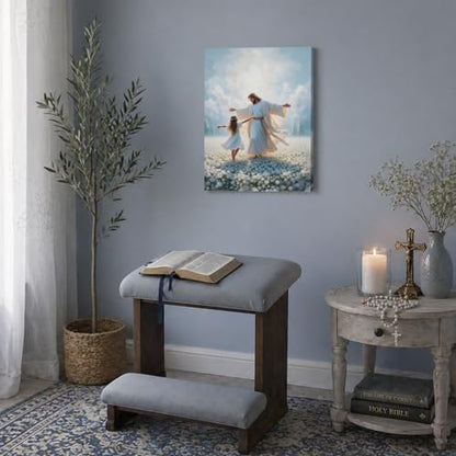 Jesus with Little Girl Canvas Wall Art, Gallery Wrapped Print, 12x16 - color: Double-1, size: 16"L x 12"W