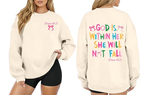 Christian Sweatshirts Women Faith Religious Shirts Inspirational Pullover - color: Apricot-god, size: Medium