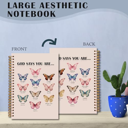 Butterfly Christian Spiral Notebooks, God Says You Are Bible Journal, Scripture Journals for Writing, Christian Gifts for Women, Religious Notebook for Note Taking, 5.5x8.3 Inch - color: white Bible Notebook-15