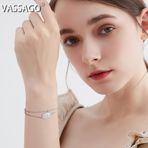 VASSAGO Virgin Mary Bracelet for Women Men Double-Sided Virgen de Guadalupe Rosary Bracelet Medal Handmade Braided Rope Catholic Christian Religious Jewelry Gift - color: Silver 14