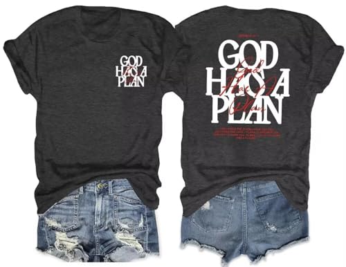 Christian Shirts for Women Religious Sayings Tshirt Jesus Gift Inspirational Graphic Tee Short Sleeve Top - color: Grey1, size: Large