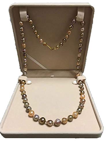 Jewelry Set Velvet Box Necklace Earring Ring Necklace Bracelet Gift Display Case Wedding Jewelry Storage Holder (Beige for Long Pearl Chain) - color: Beige for Long Pearl Chain