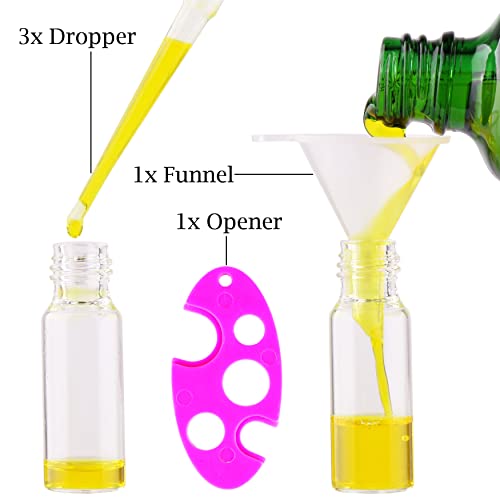 MaxMau Pack of 100,5ml Clear Glass Roll on Bottle Essential Oil Roller Bottles with Stainless Steel Roller Balls and Golden Painted Lids for Daily Aromatherapy Sample Test Travel - color: Clear Roller Bottles - 100 PACK