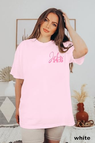 Oversized Christian Shirts Women: Jesus Tshirt Bible Verse Graphic Tee Tops - color: Pink, size: Large
