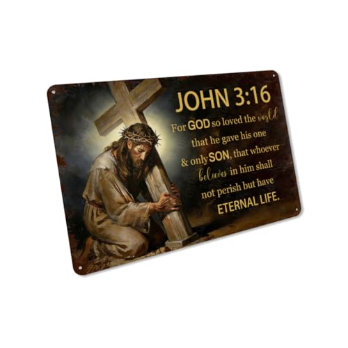 Bible Verse Metal Sign Jesus Christian Sign John 3:16 Signs 8x12 Inch - color: JOHN 3-16_1, size: 8x12 Inch