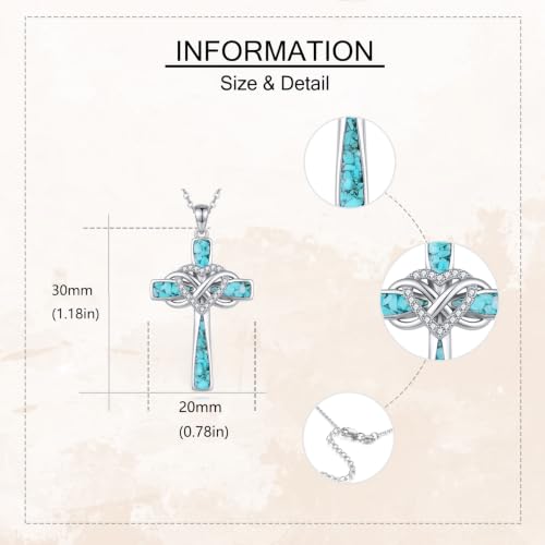 Infinity Cross Necklace S925 Sterling Silver Turquoise/Wooden/Opal/Abalone Cross Pendant Necklaces Christian Jewelry Gifts For Women - style: Heart Cross