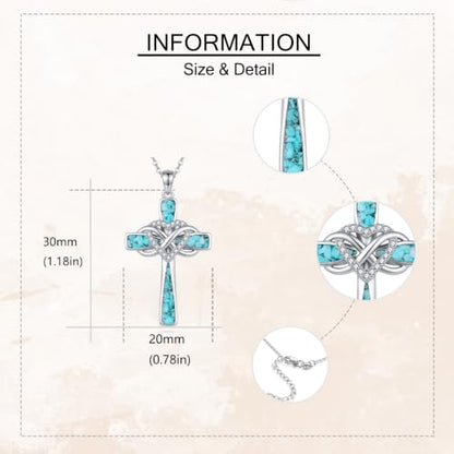 Infinity Cross Necklace S925 Sterling Silver Turquoise/Wooden/Opal/Abalone Cross Pendant Necklaces Christian Jewelry Gifts For Women - style: Heart Cross