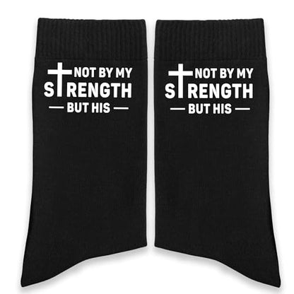 Christian Bible Verse Black Crew Socks, Religious Quote Socks, Faith Inspirational Christian Gift for Men Women。 - color: Black Religious 8