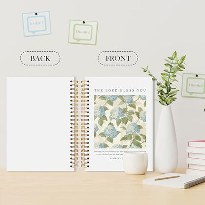 Christian Notebook, Numbers 6:24-26 Bible Journal for Women, May the Lord Bless You Religious Scripture Hydrangeas Flowers Spiral Notebook, Prayer Journal for Women, 5.5x8.3 - color: bt8