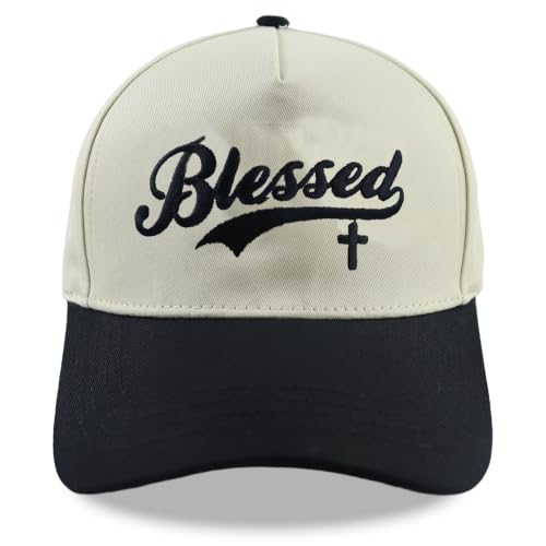 Blessed Hats for Men Women, Adjustable Embroidered Cotton Jesus Baseball Cap