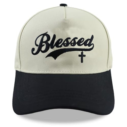Blessed Hats for Men Women, Adjustable Embroidered Cotton Jesus Baseball Cap
