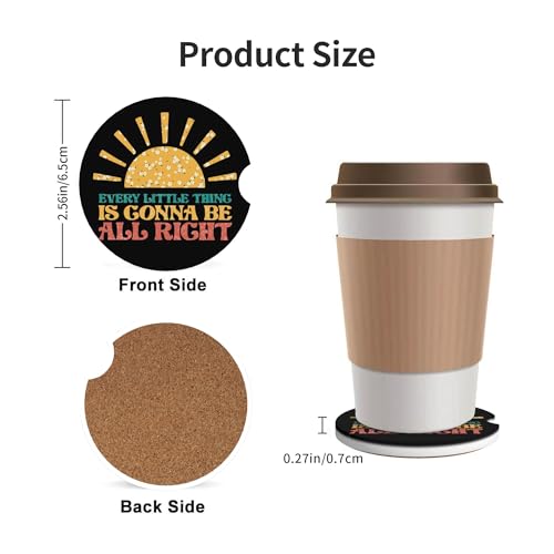 Car Cup Holder Coasters 2 Pack 2.63" for Women Anti Slip Ceramic - color: Yellow