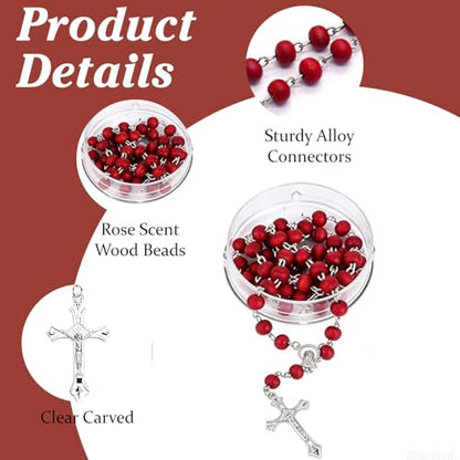 24Pcs Rose Scented Catholic Rosaries Necklaces Rosary Beads Necklace - color: Multiple Styles
