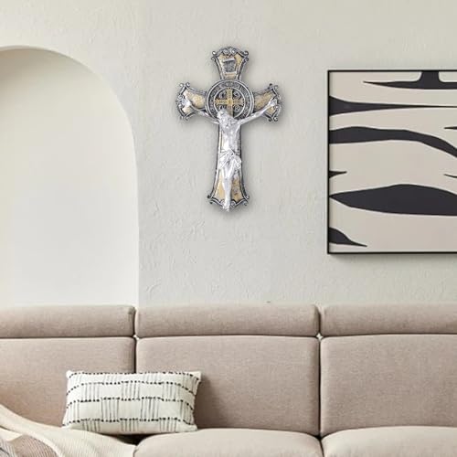 Taprion Crucifix Wall Cross - Saint Benedict Resin Wall Art - 10 Inch