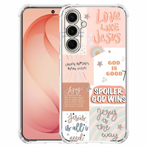 Boho Jesus Collage Case for Samsung Galaxy S26,Christian Quote Bible Verse Collage,Trendy Soft TPU Bumper Phone Cover,S26 - color: Boho Jesus Collage