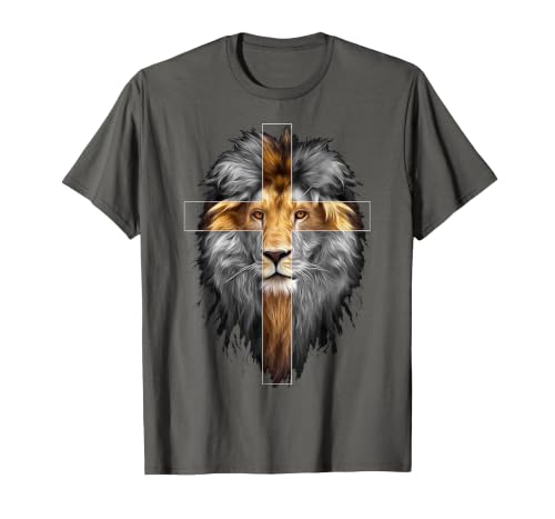 Jesus Lion of Judah | Christian T-Shirt - color: Asphalt Grey, size: Small