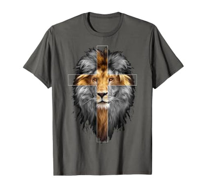 Jesus Lion of Judah | Christian T-Shirt - color: Asphalt Grey, size: Small