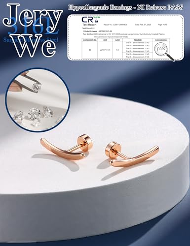 JeryWe Cartilage Earrings for Women Hypoallergenic Helix Piercing Jewelry - color: A:bar-rosegold filled